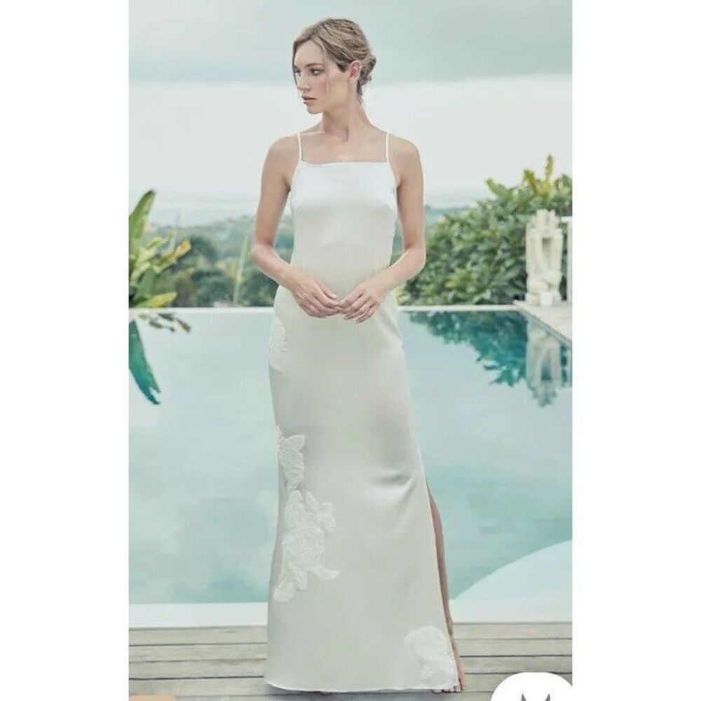 Manito Silk CAMELLIA SILK SLIP LONG DRESS NEW Gorgeous Retails $600 Size Small